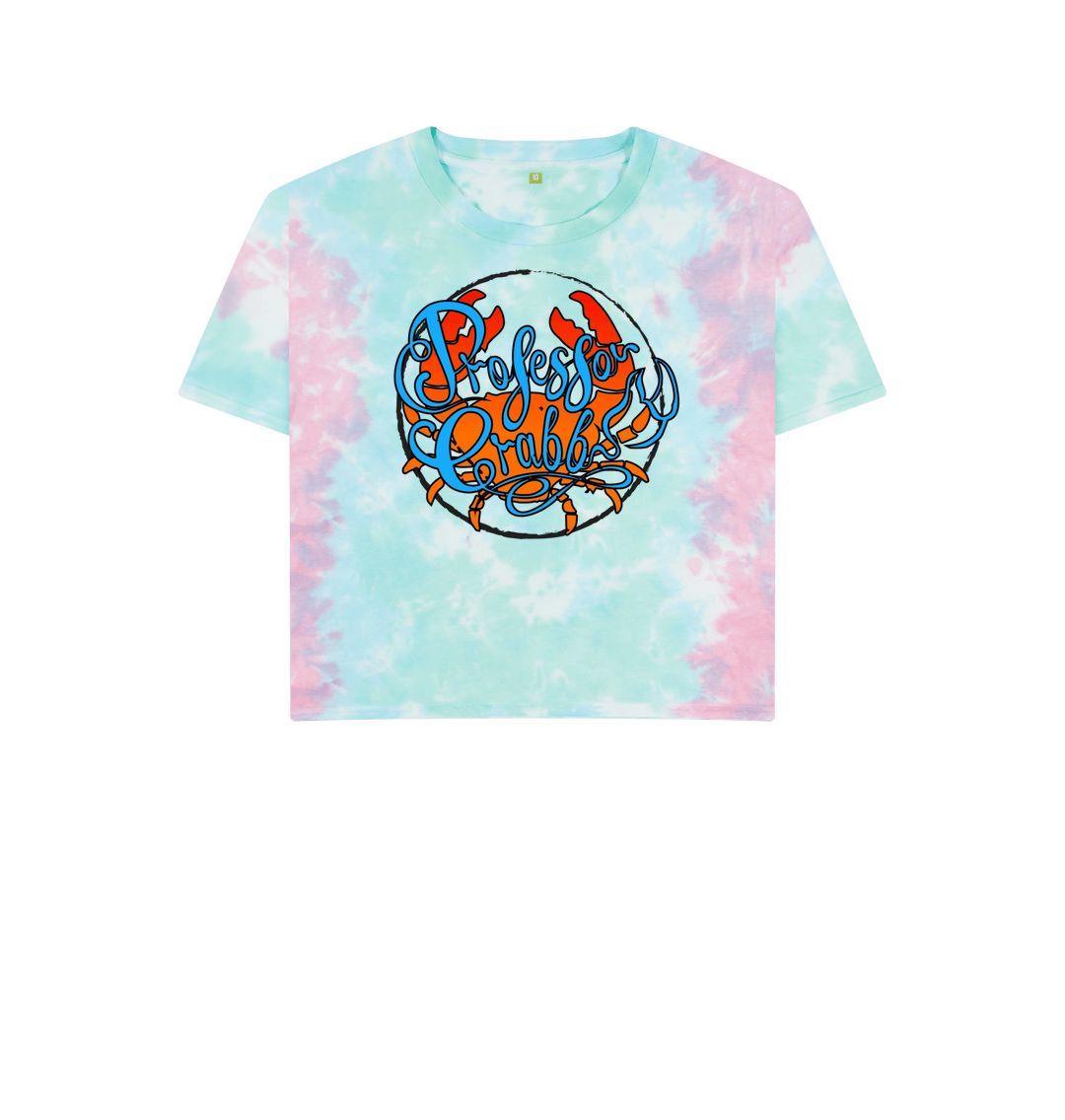 Pastel Tie Dye Classic Professor Crabb Logo Womens Box T-Shirt (Organic Cotton)