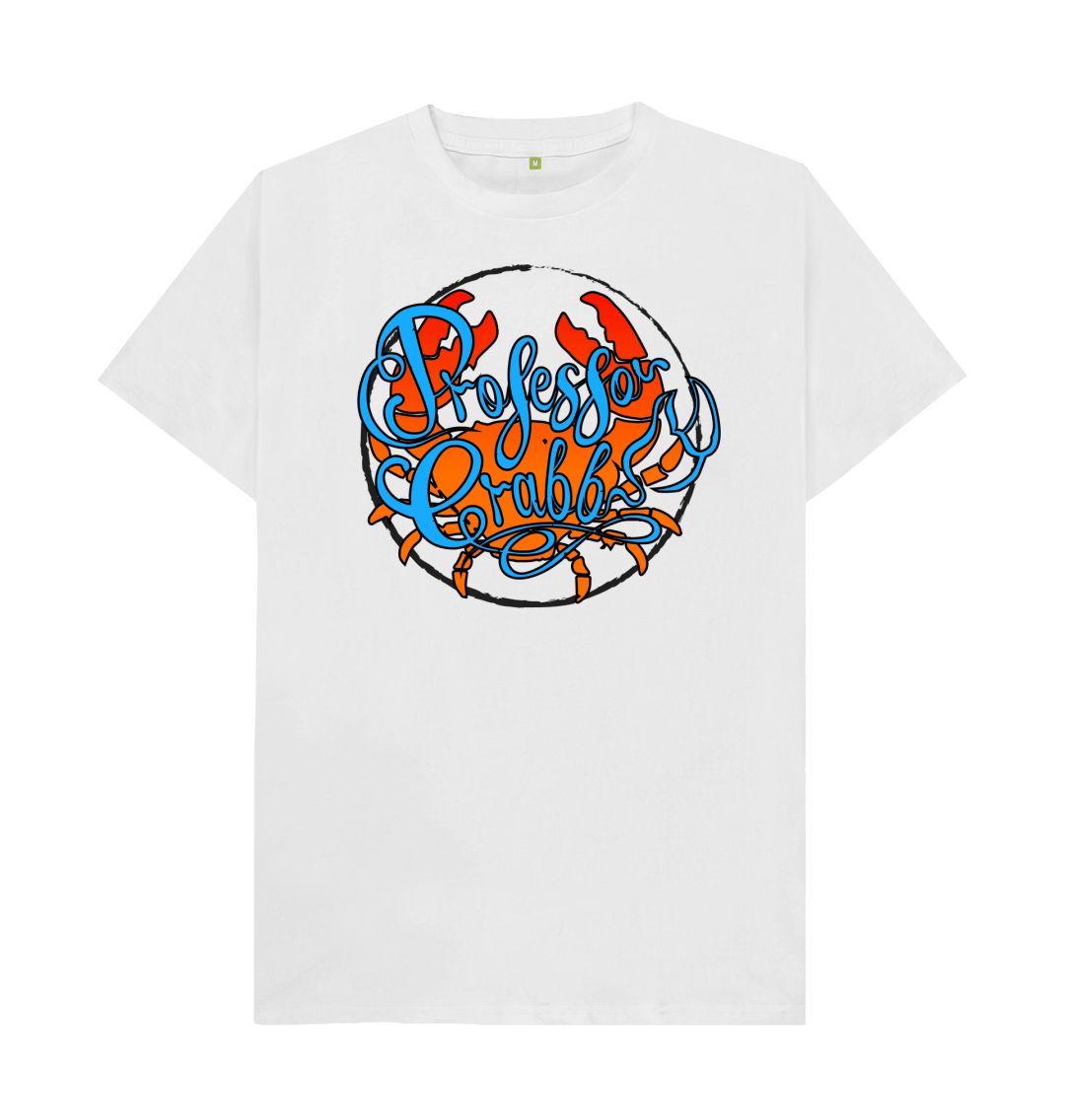 White Classic Professor Crabb Logo Mens Tee (Organic Cotton)